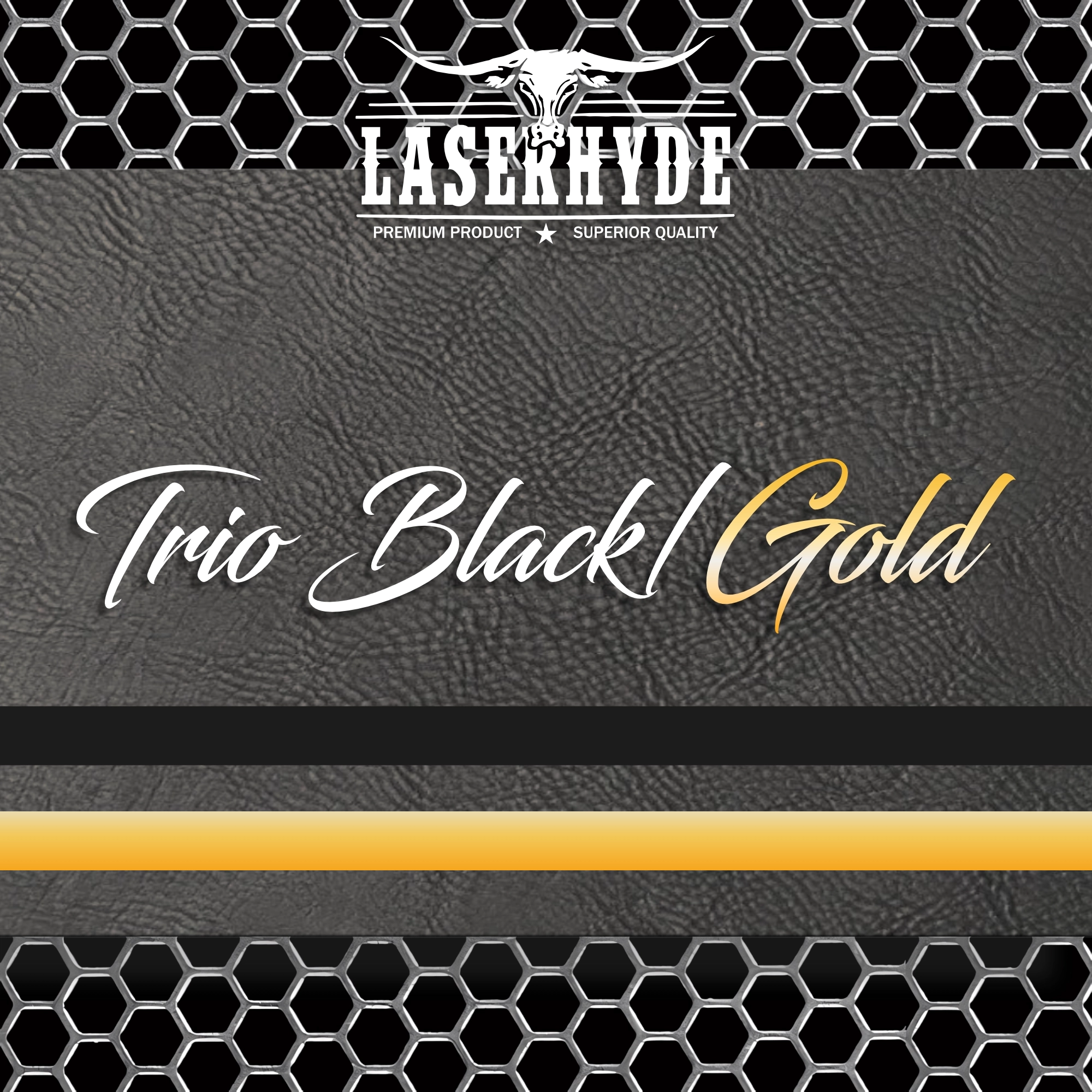 Black / Gold Leatherette Sheets 12×20 Laserhyde™ TRIO