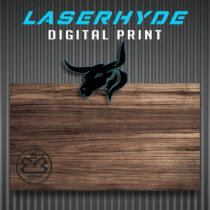 Dark Walnut Printed Leatherette is a custom printed sheet material that is laser engravable