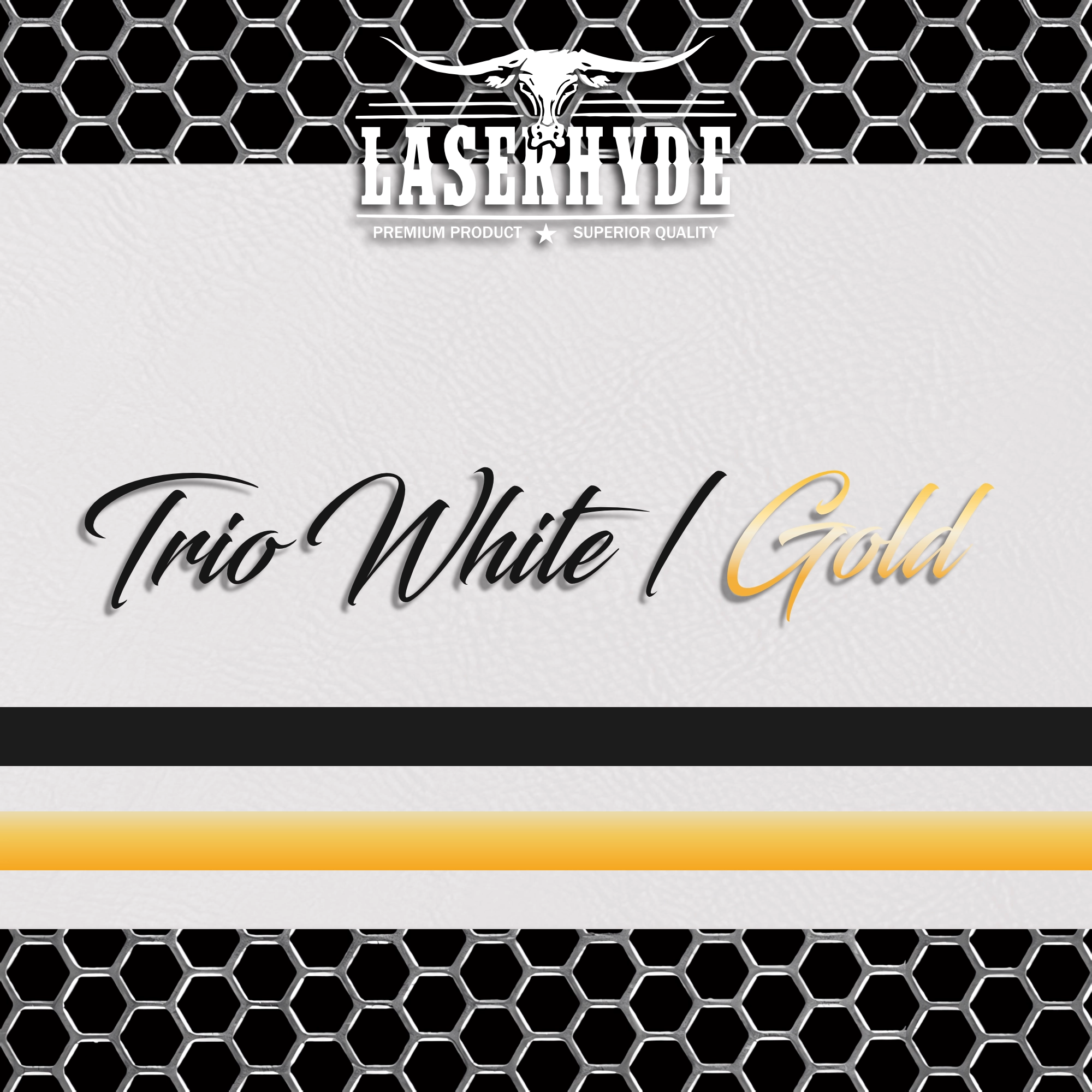 white and gold leatherette sheets
